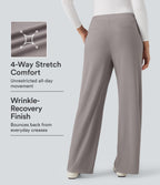 High-waisted Micro Waffle Work Baggy Trousers with Pockets — Satellite — view 1