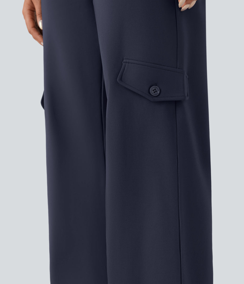 Plush Thermal Mid Rise Work Straight-leg Trousers with Pockets — Overture — view 6