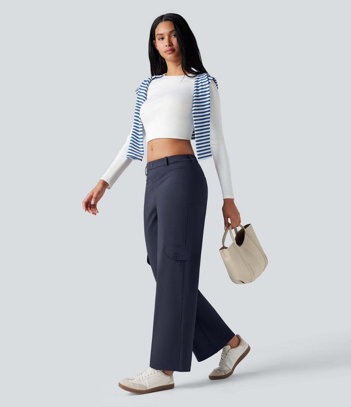 Plush Thermal Mid Rise Work Straight-leg Trousers with Pockets — Overture — view 8