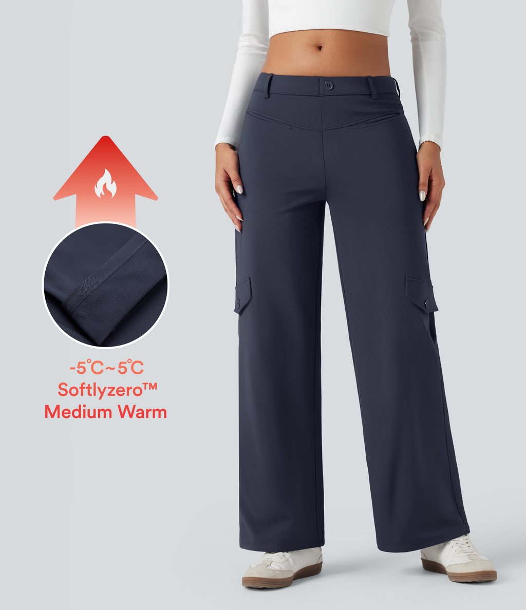 Plush Thermal Mid Rise Work Straight-leg Trousers with Pockets — Overture — view 1