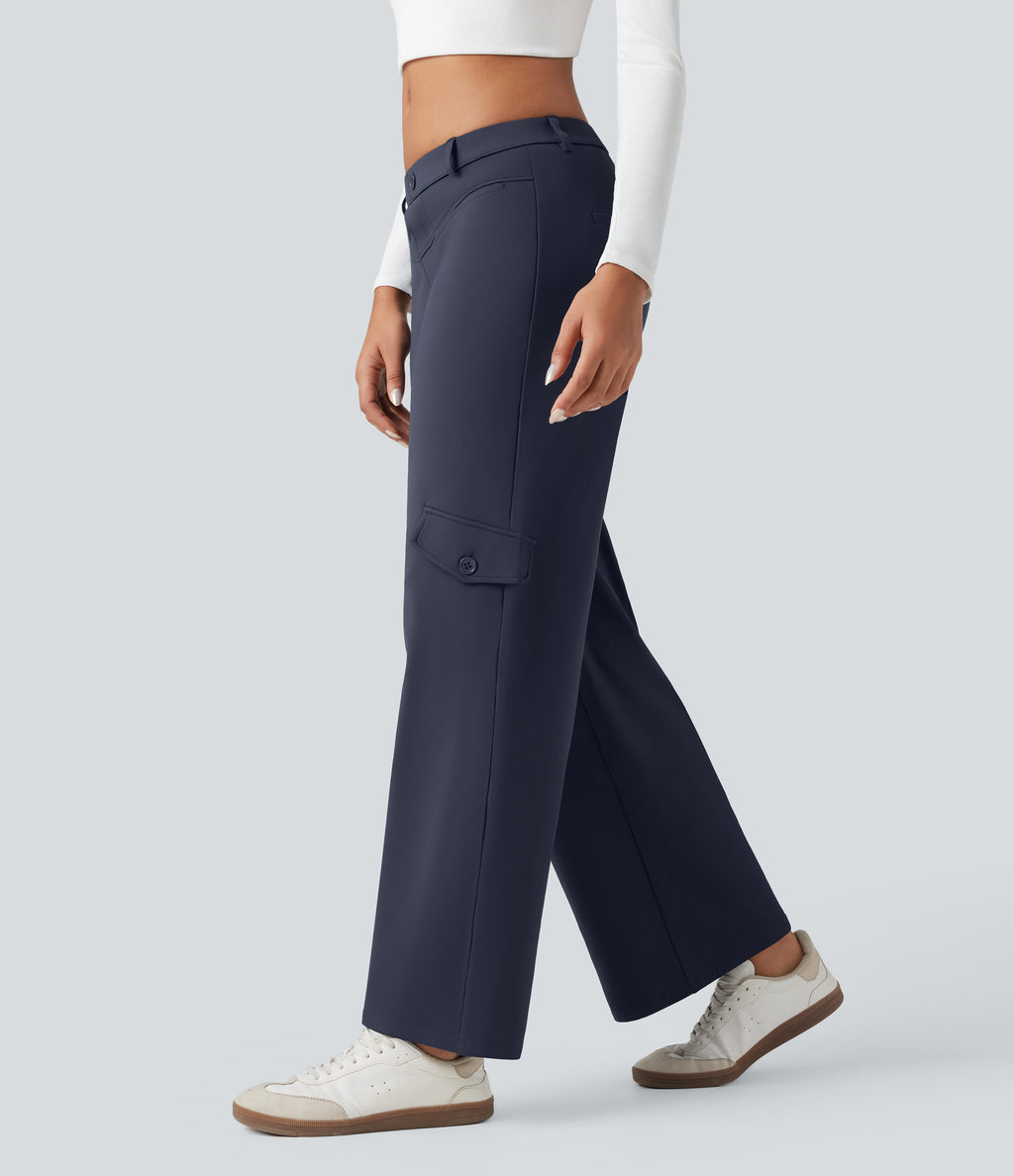 Plush Thermal Mid Rise Work Straight-leg Trousers with Pockets — Overture — view 3