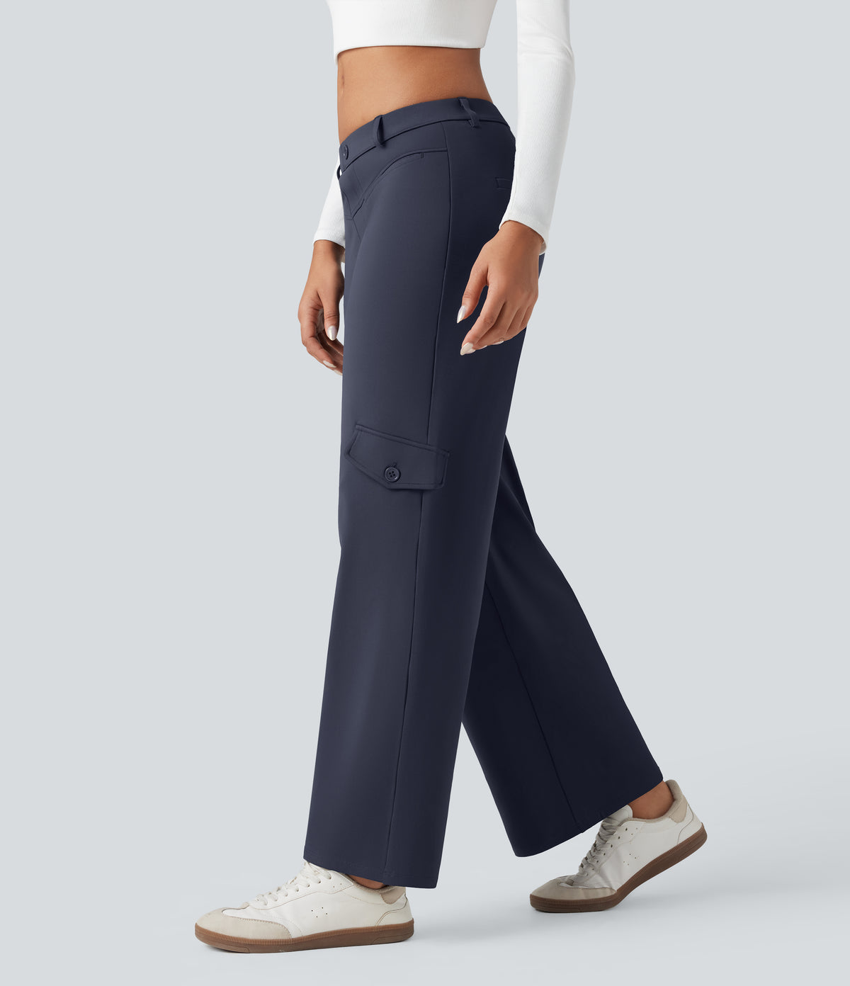 Plush Thermal Mid Rise Work Straight-leg Trousers with Pockets — Overture — view 3