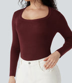 U-Neck Long Sleeve Wool-Blend Casual Jumper — Syrah — view 5