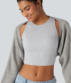 Reglan Long Sleeve Relaxed Fit Casual Jumper Shrug — Ephedra Ash — view 4