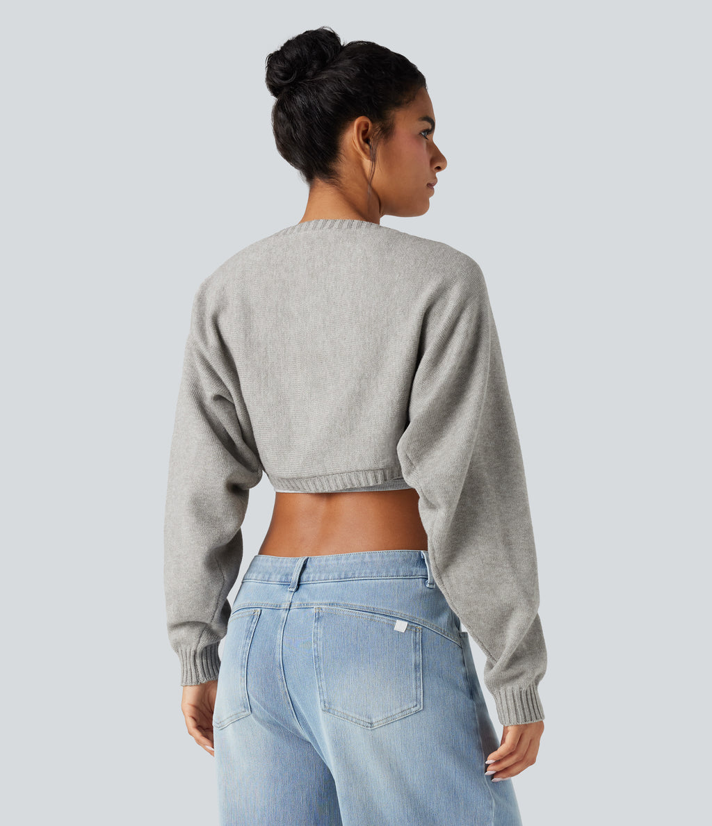 Reglan Long Sleeve Relaxed Fit Casual Jumper Shrug — Ephedra Ash — view 2
