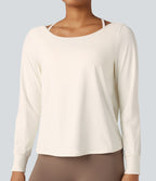 Airy Cut-out Back 2-in-1 Cool Touch Yoga Sports Top — Egret — view 7