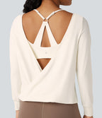 Airy Cut-out Back 2-in-1 Cool Touch Yoga Sports Top — Egret — view 6
