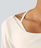 Airy Cut-out Back 2-in-1 Cool Touch Yoga Sports Top — Egret — view 8
