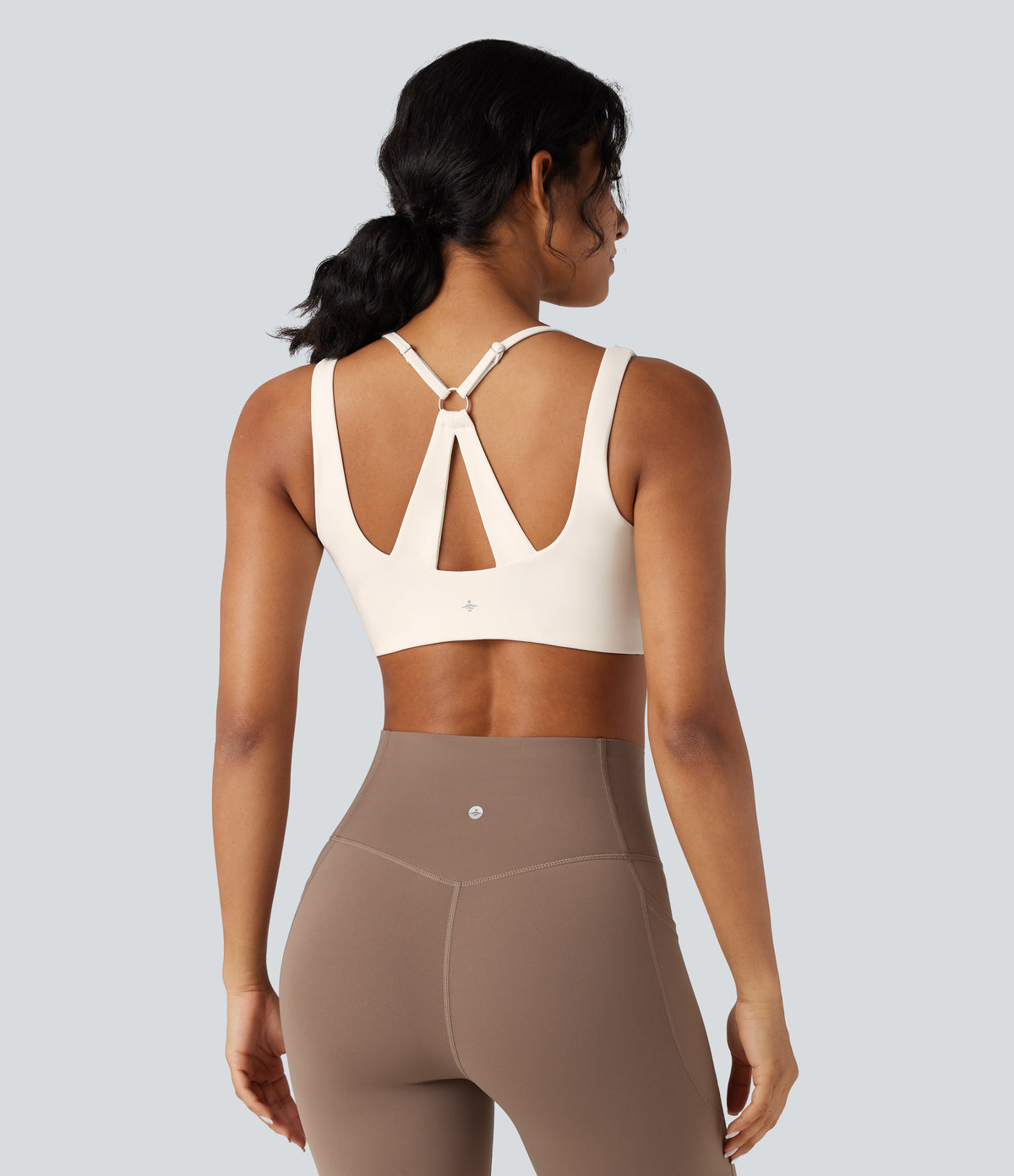 Airy Cut-out Back 2-in-1 Cool Touch Yoga Sports Top — Egret — view 4