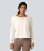 Airy Cut-out Back 2-in-1 Cool Touch Yoga Sports Top — Egret — view 2