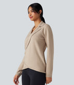 V-neck Long Sleeve Wrap Work Jumper — Moonlight — view 3