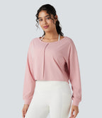 Backless Long Sleeve Workout Sports Top — Chalk Pink — view 4
