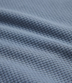 Scoop Neck Long Sleeve Curved Hem Relaxed Waffle Casual Top — Grey Blue — view 8