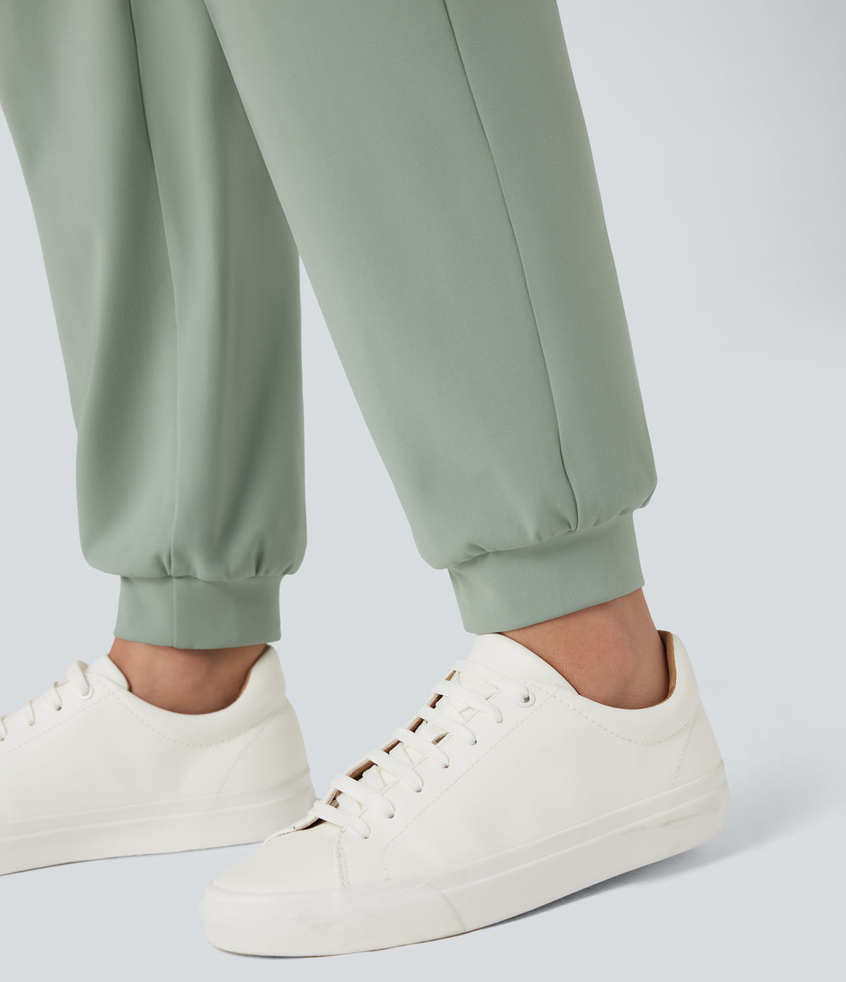 Mid Rise Casual Joggers with Pockets — Iceberg Green — view 6