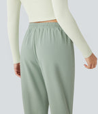 Mid Rise Casual Joggers with Pockets — Iceberg Green — view 5