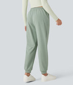 Mid Rise Casual Joggers with Pockets — Iceberg Green — view 2