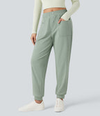 Mid Rise Casual Joggers with Pockets — Iceberg Green — view 1