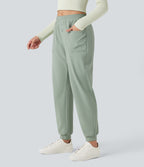 Mid Rise Casual Joggers with Pockets — Iceberg Green — view 3