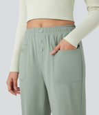 Mid Rise Casual Joggers with Pockets — Iceberg Green — view 4