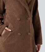 Lapel Relaxed Casual Sherpa Coat with Pockets — Partridge — view 4