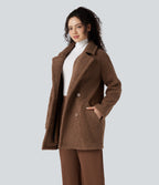 Lapel Relaxed Casual Sherpa Coat with Pockets — Partridge — view 3