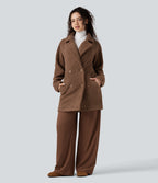 Lapel Relaxed Casual Sherpa Coat with Pockets — Partridge — view 5