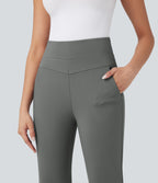 High Waisted Work Bootcut Trousers with Pockets — Putty Gray — view 4