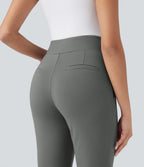High Waisted Work Bootcut Trousers with Pockets — Putty Gray — view 5