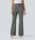 High Waisted Work Bootcut Trousers with Pockets — Putty Gray — view 1