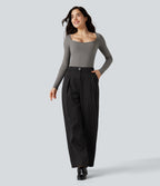 Airy Scoop Neck Long Sleeve Work T-Shirt — Steeple Gray — view 6