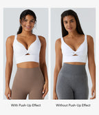 Light Support Molded Cups Push-Up Yoga Sports Bra — White — view 2