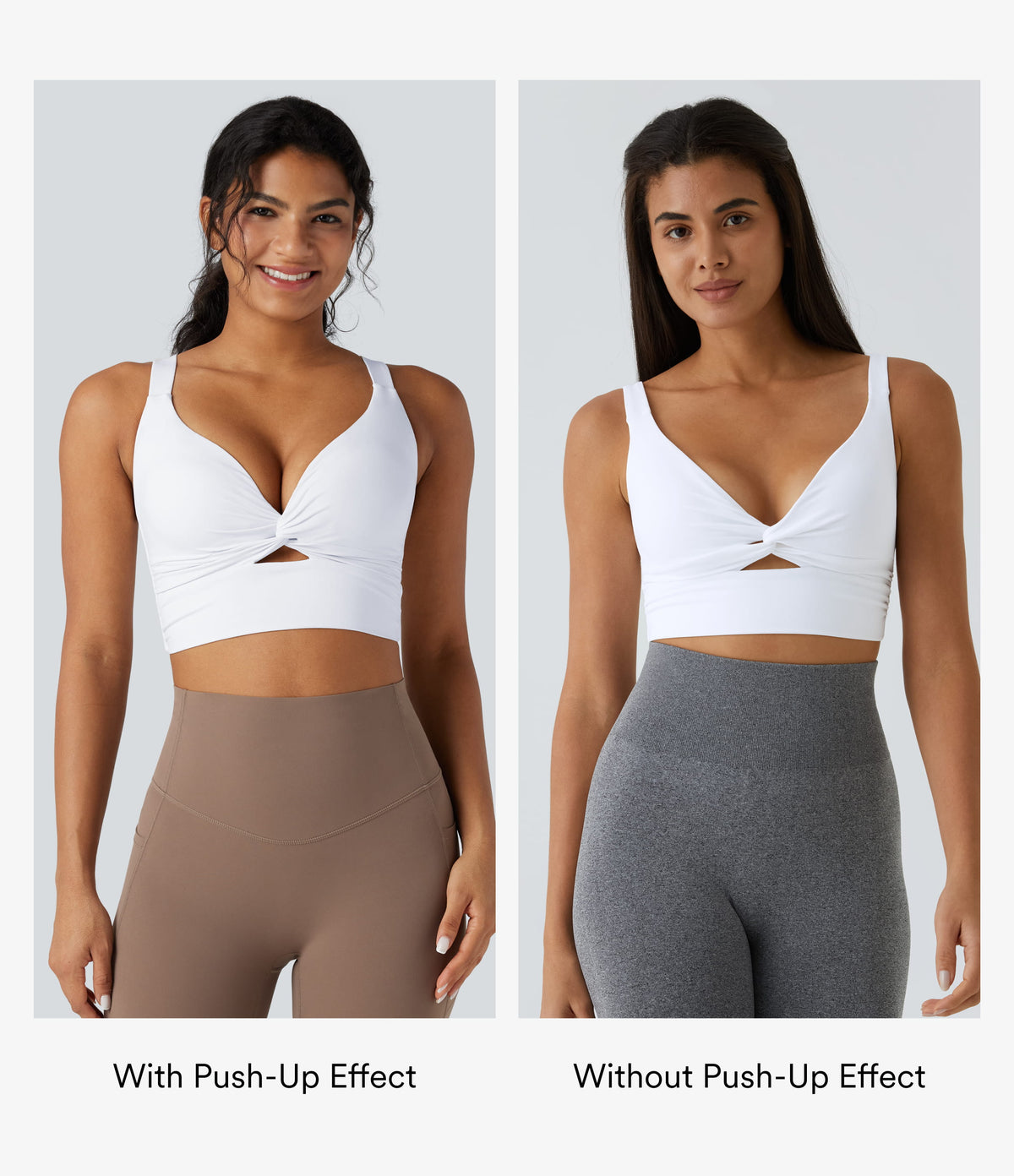 Light Support Molded Cups Push-Up Yoga Sports Bra — White — view 2