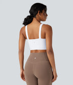 Light Support Molded Cups Push-Up Yoga Sports Bra — White — view 4