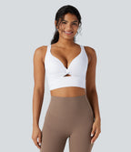 Light Support Molded Cups Push-Up Yoga Sports Bra — White — view 3