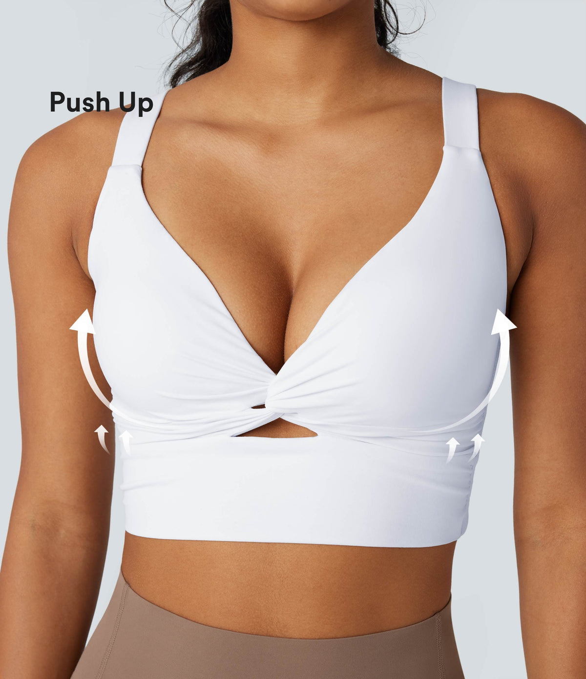 Light Support Molded Cups Push-Up Yoga Sports Bra — White — view 1