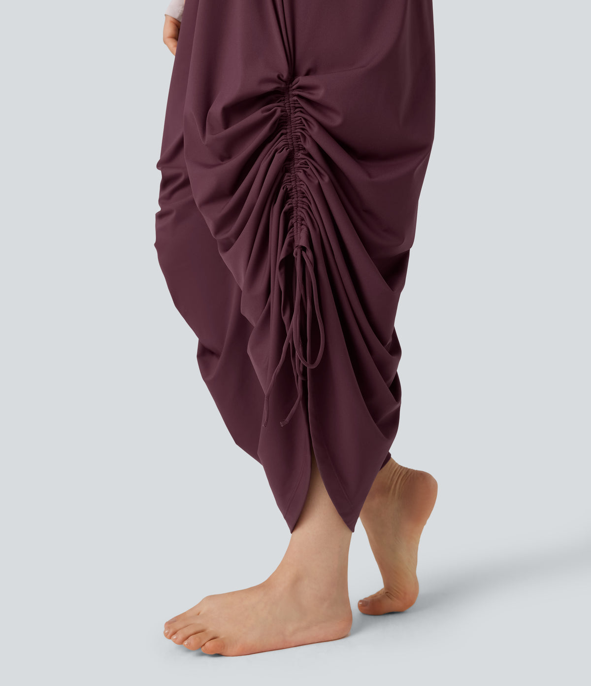 Airy High-waisted Drawstring Ruched Yoga Baggy Trousers with Pockets — Fig — view 7