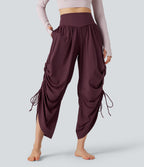 Airy High-waisted Drawstring Ruched Yoga Baggy Trousers with Pockets — Fig — view 2