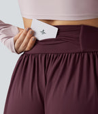 Airy High-waisted Drawstring Ruched Yoga Baggy Trousers with Pockets — Fig — view 5