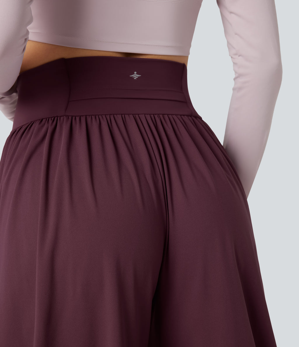 Airy High-waisted Drawstring Ruched Yoga Baggy Trousers with Pockets — Fig — view 6