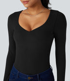 HeatCore Push-Up Long Sleeve Casual Warming Top A/B Cup — Black — view 6