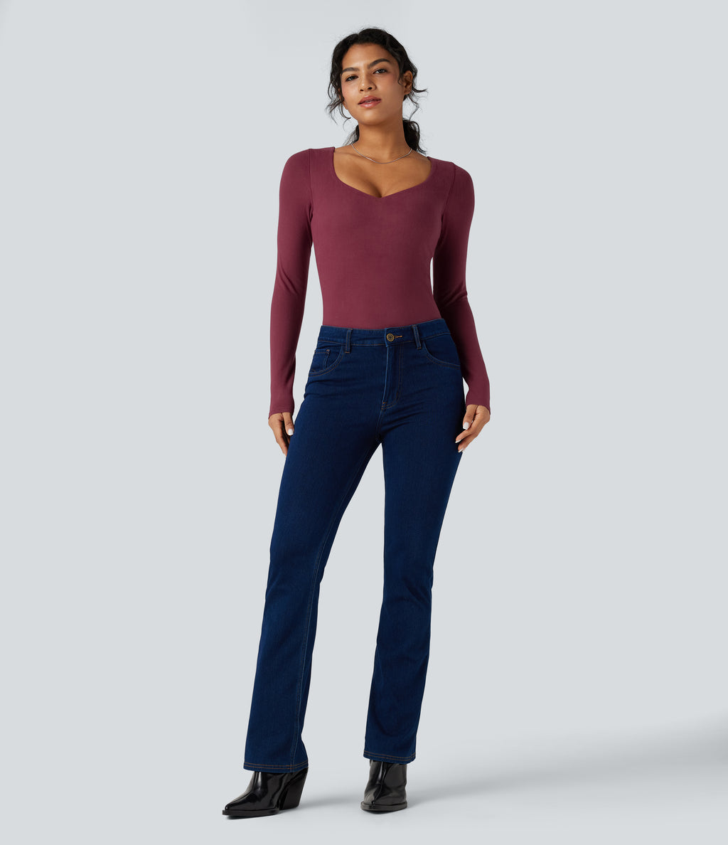 HeatCore Push-Up Long Sleeve Casual Warming Top A/B Cup — Cordovan — view 5