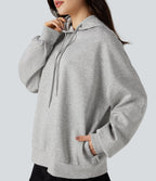 Hooded Long Sleeve Casual Sweatshirt with Pockets — Fog Gray — view 4
