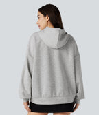 Hooded Long Sleeve Casual Sweatshirt with Pockets — Fog Gray — view 2