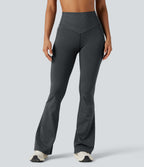 High-waisted Tummy Control Striped Yoga Bootcut Legging with Pockets — Steel Stripe — view 3