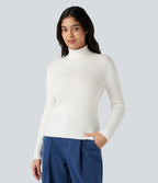High Neck Long Sleeve Work Jumper — White — view 4