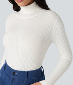 High Neck Long Sleeve Work Jumper — White — view 5
