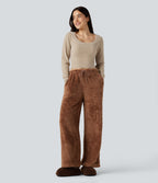 U-Neck Long Sleeve Cropped Casual Jumper — Irish Cream — view 5