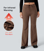 Mid Rise Drawstring Quick Dry Fleece Heathered Warming Flared Lounging Trousers-UPF40+ — Claystone — view 1
