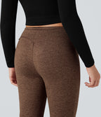 Mid Rise Drawstring Quick Dry Fleece Heathered Warming Flared Lounging Trousers-UPF40+ — Claystone — view 5