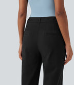 Mid Rise Tapered Casual Chino Cotton Trousers with Pockets — Black — view 6